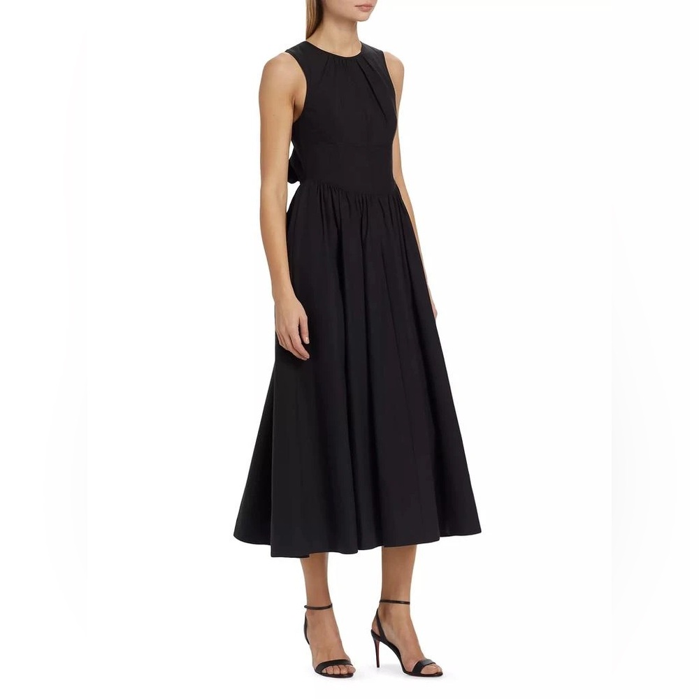 Cinq à Sept Benita Tie-Back Fit & Flare Black midi Dress - Picture 3 of 7